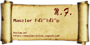 Maszler Fülöp névjegykártya